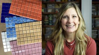 HOW TO PREP SHEETS OF 1quot RECYCLED GLASS MOSAIC TILE  Plus Cutting Adhesives Grouting  Storage [upl. by Ahsemad316]