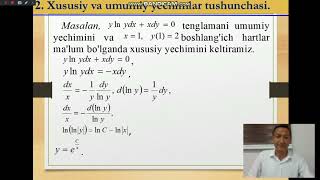 Differensial tenglama haqida tushuncha Differensial tenglamalarga keltiriladigan masalalar [upl. by Intyre]