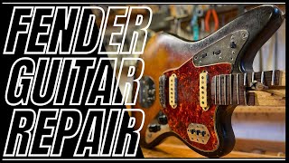 Fender Jaguar Vintage Guitar Repair Restoration Part 1 [upl. by Lentha]