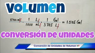 Conversión de Unidades de VOLUMEN litros galones metros cúbicos [upl. by Terr]