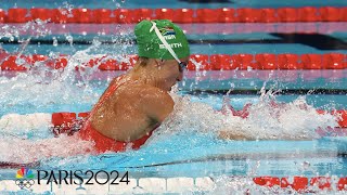 Tatjana Smith brings South Africa gold in tight womens 100m breaststroke final  Paris Olympics [upl. by Nitsirhc]