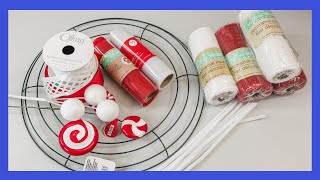 Peppermint Wreath DIY  Christmas Wreath  Dollar Tree Wreath [upl. by Connor533]