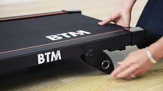 BTM 電動ルームランナー 時速112km 改良型 ランニングマシーン トレーニングジム ウォーキングマシン 衝撃軽減クッション 心拍数測定 角度3段調整 移動キャスター 広幅走行面 ホームジム [upl. by Ahseniuq]