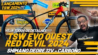 TSW EVO QUEST 2024 RED DEVIL  LANÇAMENTO HARD TAIL DE CARBONO COM SHIMANO DEORE 12v  PEDALOKOS [upl. by Aikaj]