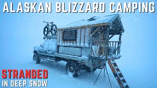 Riding Out an Epic 50mph Alaskan Blizzard in my Cozy Homemade Truck Camper  Stranded in Deep Snow [upl. by Finnie]