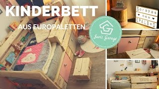 Palettenbett für Kinder selber bauen  Kinderbett aus Europaletten  Paletten Bett DIY Anleitung [upl. by Ateuqal]