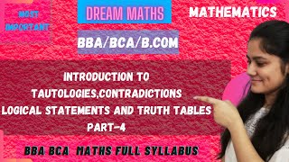 How to solve Questions of tautologies and contradictionsBBA MathsBCA Maths [upl. by Cyndie679]