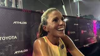 Cory McGee After 1500m At Athlos NYC Talks Having Fun At AllWomens Track Meet [upl. by Anirdua]