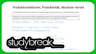 Produktionsfaktoren Produktivität Absoluter Vorteil  Volkswirtschaftslehre [upl. by Ellenej320]