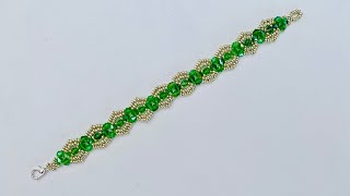 Emerald Beaded Bracelet 💎 millasBeading beadingtutorial [upl. by Miof Mela]