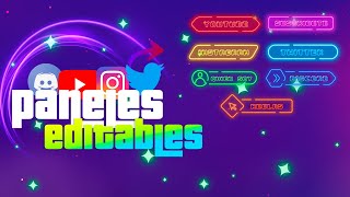 PACK DE PANELES EDITABLE GRATIS🔴 PARA TU CANAL DE TWITCH🌌 ESTILO NEON   PANELES GRATIS 2021 [upl. by Stier]