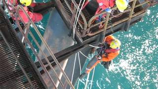 Industrial Rope Access inspection of risers under North Alwyn North Sea [upl. by Pentheas26]