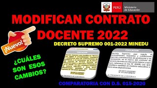 DECRETO SUPREMO 0012022MINEDU  CONTRATACION DOCENTE 2022  LO NUEVO [upl. by Eceirehs]