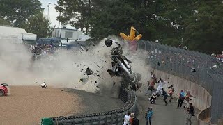 Allan McNish Horror Crash  2011 24 Hours of Le Mans [upl. by Hayikat]