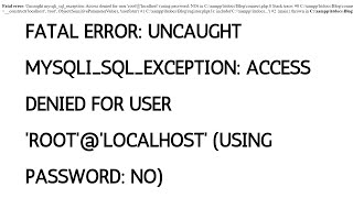 How to Solve  Fatal error Access denied for user rootlocalhost using password NO [upl. by Tiana793]