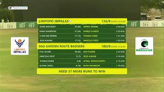 CSA Provincial T20 KnockOut Challenge  Limpopo Impalas vs SGG Garden Route Badgers [upl. by Bravar814]