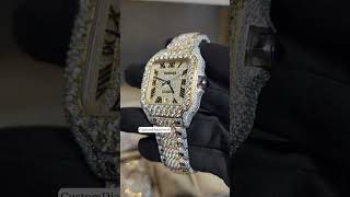 Moissanite Diamond Cartier Santos Watch I Hip Hop Watch [upl. by Aisanat]