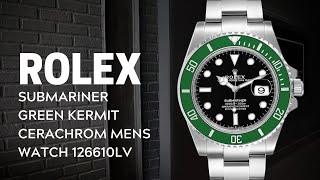 Rolex Submariner Green Kermit Cerachrom Mens Watch 126610LV 16610LV  SwissWatchExpo [upl. by Gaivn333]