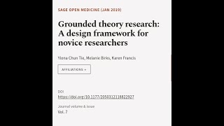 Grounded theory research A design framework for novice researchers  RTCLTV [upl. by Ellecrad]