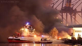 LAFD  Wharf Fire  San Pedro Fire Boats in Action  Part 2 of 3  DawnMorning [upl. by Aehcim782]