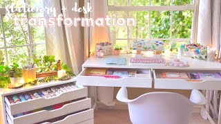 Desk  stationery organization makeover ✨🌿 back to school 2021 [upl. by Tenahs]