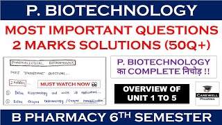 Solutions  2 Marks  Pharmaceutical Biotechnology 6th semester Important Questions  Carewell P [upl. by Toblat]