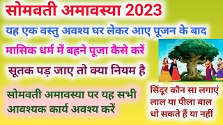 सोमवती अमावस्यामासिक धर्म में पूजा कैसे करेंसूतक पड़ जाए तो क्या नियमयह एक वस्तु अवश्य लेकर आयें [upl. by Ventura]