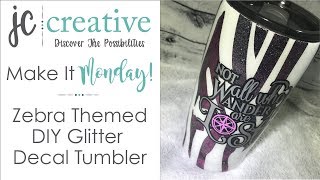 Zebra Tumbler Tutorial Easy Glitter Zebra Stripes [upl. by Nosam]