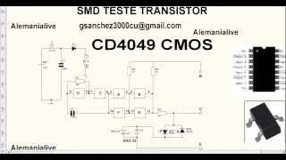 437SMD Teste para TransistoresMini con la CD4049 CMOS Alemanialive2014 [upl. by Asetal]