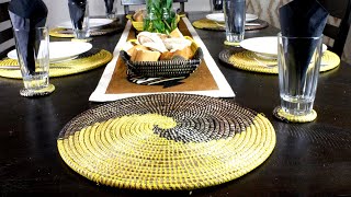 YellowWhite Senegalese Handmade Placemats set of 2 Senegalese Basket African Diner Table Home Decor [upl. by Ahsinak153]