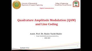 Lecture 13 Quadrature Amplitude Modulation QAM and Line coding [upl. by Nevin]