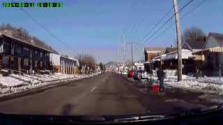 Idiot New Boston Ohio 20140211 shoveling snow and ice into the road creating a hazard [upl. by Layod]