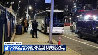 Chicago impounds 1st migrant bus since passing new ordinance [upl. by Nnylatsyrc]