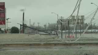 Ice Covered Power Lines Falling Oklahoma Ice Storm 112815 [upl. by Ahsirtak]