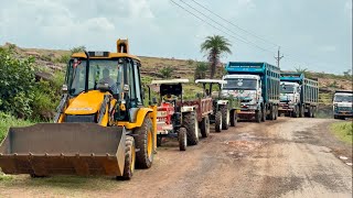 JCB 3dx loading Mud in TATA Tippers amp Tractors  Swaraj 855 Fe  New Holland 3630 4x4 Tractor [upl. by Euqinor43]