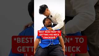 BEST REACTION TO GETTING HIS NECK CRACKED😱 neckpain Chiropractic Trending Short [upl. by Yemrej]