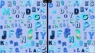 Spot the 8 Differences BLUE LETTERS 2 Alphabet abcdefghijklmnopqrstuvwxyz [upl. by Naivart]