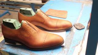 Handcrafting our Tramonto Patina dress shoes [upl. by Gilliette887]