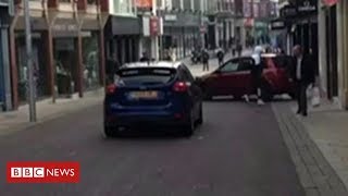 Attempted ramraid robbery in Leeds caught on camera [upl. by Baer]