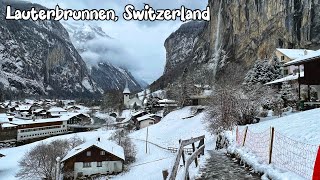 Lauterbrunnen Switzerland 4K  Walking in the snow in the most beautiful Swiss village [upl. by Sioux]