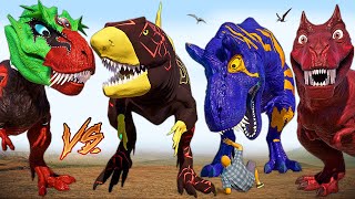 JOKER TREX TEAM vs BATMAN Dinosaurs amp Spinosaurus Carnotaurus IREX Fight Jurassic World Evolution [upl. by Whitehurst153]