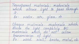 Definition of Transparent materials Opaque materials Translucent materials [upl. by Airam]