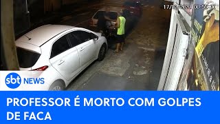 Professor é morto a golpes de faca após sair de uma distribuidora de bebidasSBTNewsnaTV211223 [upl. by Nerreg]