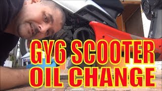 How to change oil on a 150cc Gy6 scooter [upl. by Anegue]