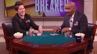 Steve Harvey takes on poker champ Vanessa Selbst  STEVE HARVEY [upl. by Enitsirhk]