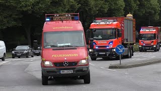 Austritt von Brom Gefahrguteinsatz an Hamburger Universität Einsatzfahrten Feuerwehr Hamburg [upl. by Elyrehc]