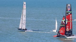 Americas Cup AC75 Yachts Te Aihe amp Defiant Sailing in the same Patch Auckland  September 21 2020 [upl. by Defant889]