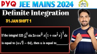 If the integral 525 ∫sin 2x cos ¹½ x 1cos 52 x  ½ dx is equal to n√264 then n is equal to [upl. by Gerald]