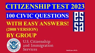 2023 EASY Answer By GROUP USCIS Official 100 Civic Questions amp Answers US Citizenship Interview 2023 [upl. by Lael]