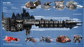 Space Marine Battle Barge  Design Weapons Tech Explained [upl. by Ettennaej]